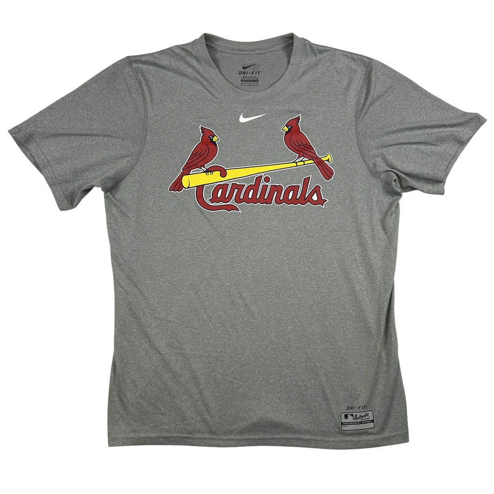 Nike St. Louis Cardinals Shirt Mens Medium Gray Dri-Fit MLB Authentic Logo